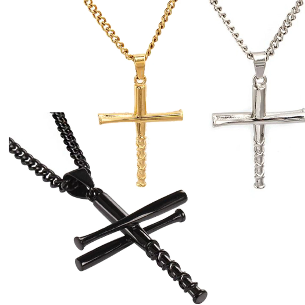 Hall Of Fame Jewelry HOF Jewelry Stacked Cross Bat Pendant Necklace BAT CROSS 3 Hall Of Fame Jewelry HOF Jewelry Stacked Cross Bat Pendant Necklace BAT CROSS