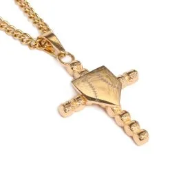 Hall Of Fame Jewelry HOF Jewelry Golden Baseball Cross With Home Plate Pendant Necklace